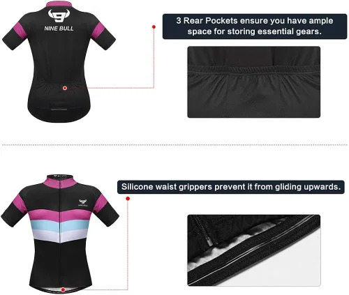 Miniatura 3 de Maillot de ciclismo de manga corta para mujer, ropa de bicicleta de carretera, pantalones cortos acolchados