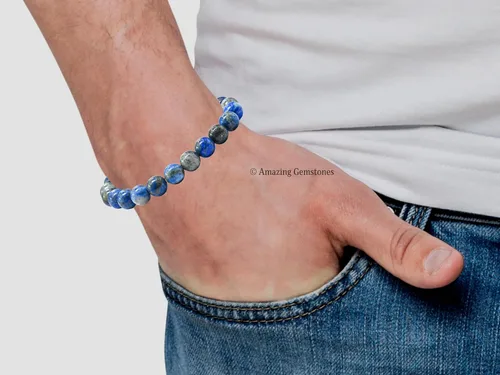 Miniatura 728 de Amazing Gemstone Pulsera de cristal para mujeres y hombres, pulsera de cristal curativo de protección, pulsera elástica con cuentas de piedras