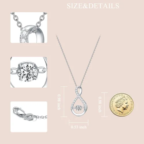 Miniatura 5 de Collar con colgante infinito para mujer, plata de ley 925, collares de piedra natal brillante, aniversario, cumpleaños, joyería fina, regalos
