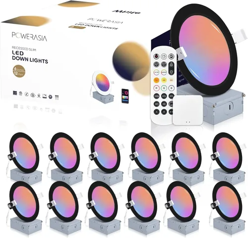 Miniatura 9 de 2 Pack de iluminación LED empotrable inteligente negra de 4 pulgadas, luces LED empotrables ultradelgadas de 4 pulgadas de 9 W, 850 lúmenes