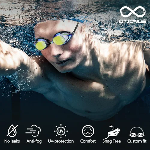 Miniatura 2 de Swim Goggles for Adult Men Women Youth, Bungee Strap Swimming Goggles No Hair Pulling Mirrored/Clear Lens Goggles