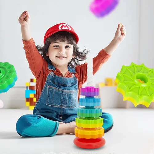 Miniatura 5 de BYFWH Juguete apilable para bebés, juguetes apilables de primera calidad para niños, juguete apilable giratorio para bebés y niños pequeños, juguete