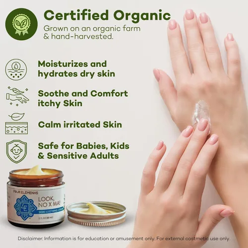 Miniatura 3 de Look NO X MA Crema calmante para la piel, 2 onzas, 100% orgánica, infusión de caléndula y manzanilla, crema hidratante para cuerpo y cara, hecha a