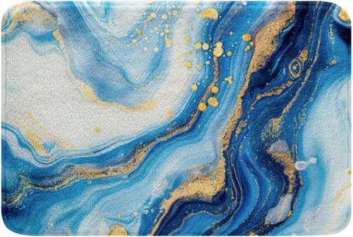 Miniatura 25 de Tapete de baño de mármol azul, para mujeres y niñas, decoración de arte abstracto, lavable a máquina, tapete de baño para baño, dormitorio, bañera