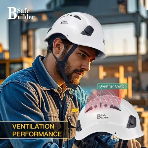 Miniatura 4 de SAFEBUILDER Casco de seguridad industrial con visera Casco duro ABS con visera Ventilación ajustable Casco de construcción Protección para la cabeza