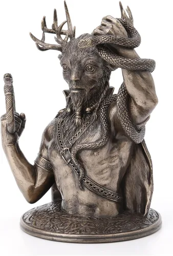 Miniatura 2 de Veronese Design Cernunnos - Estatua de resina con cuernos de 8 5/8 pulgadas, acabado en bronce