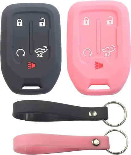 Miniatura 11 de 2 fundas para llavero de 5 botones compatibles con Chevy Silverado, Gris negro, Pequeño
