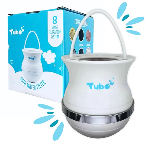 Filtro de Baño Tubo 2.0 - El Filtro de Agua de Baño Original de 8 Etapas para Grifo de Tina - Elimina el 99% del Cloro y Contaminantes - Sin BPA -