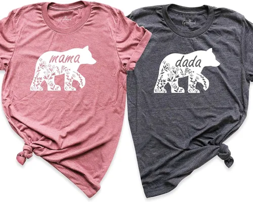 Miniatura 6 de Camisa de silueta floral de mamá oso, camisa de papá oso, camisa de regalo del día de la madre, camisetas de oso familiar, camisa de mamá oso