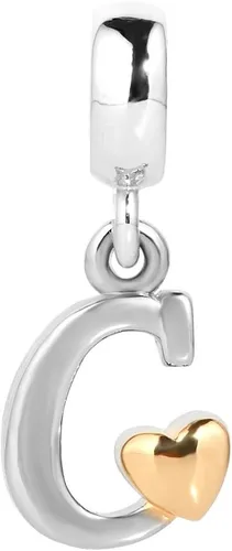 Miniatura 2 de SexyMandala Abalorio colgante de corazón dorado con letra inicial A-Z para pulsera y collar
