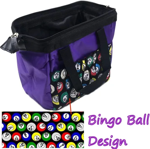 Miniatura 5 de Tapp Collections Bolso tote Bingo Dauber con 6 bolsillos Bingo Ball Design / Negro