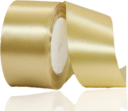 Miniatura 75 de Cinta de satén beige de 1 pulgada x 25 yardas, cinta de tela de color sólido para envoltura de regalos, manualidades, fabricación de lazos