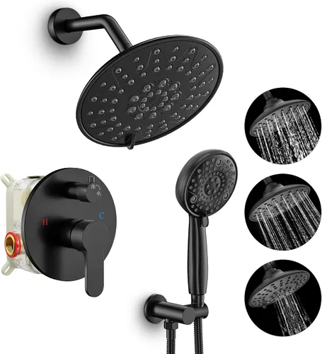 Miniatura 9 de SR SUN RISE Grifo de ducha – Sistema de cabezal de ducha multifuncional de alta presión de 8 pulgadas con accesorios de cabezal de ducha de mano