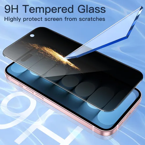 Miniatura 6 de JETech Protector de pantalla de privacidad para iPhone 15 de 6.1 pulgadas, película de vidrio templado anti espía con herramienta de fácil