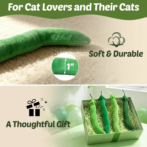 Miniatura 6 de CiyvoLyeen Juguete de hierba gatera, juguetes para gatos de frijoles verdes, suministros interactivos, pateador, verduras, vegano, salud dental
