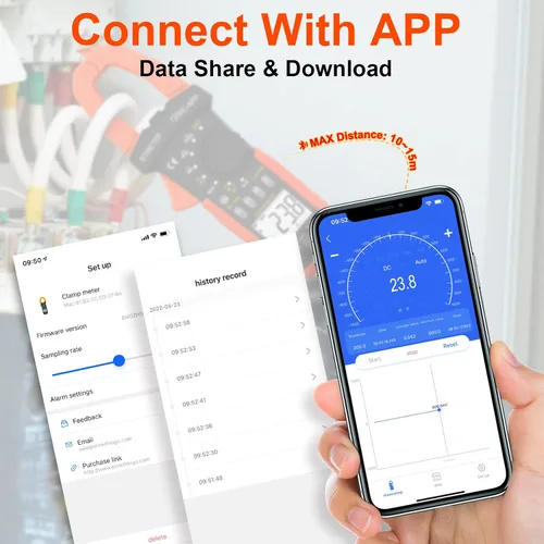 Miniatura 2 de BTMETER Multímetro de abrazadera digital, rango automático 4000 TRMS AC DC voltímetro amperímetro prueba voltios amperios ohmios frecuencia