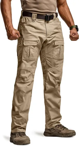 CQR Pantalones tácticos Flex Ripstop para hombre, pantalones cargo elásticos resistentes al agua, pantalones de trabajo ligeros EDC para senderismo