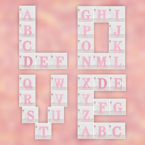 Miniatura 7 de Letras de madera rosa de 4 pulgadas, letras de madera sin terminar para decoración de pared, letras decorativas de pie en rodajas, decoración
