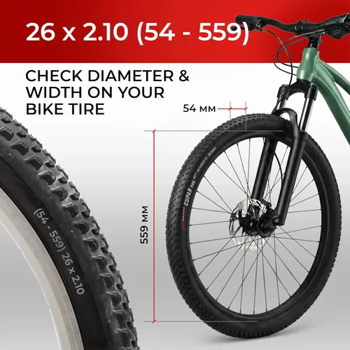 Fincci Foldable 26x2.10 Mountain Bike Tires - 26 Inch Bike Tires with 1mm Nylon Puncture Proof - Black Kevlar 26 Bike Tyre 60 TPI with Cross Country