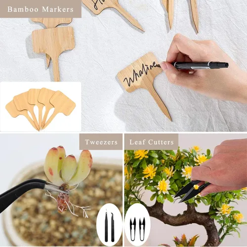 Miniatura 5 de Kit de herramientas de árbol bonsái, 22 piezas, juego de herramientas de bonsái de acero de alto carbono, incluye tijeras de podar, cortadores