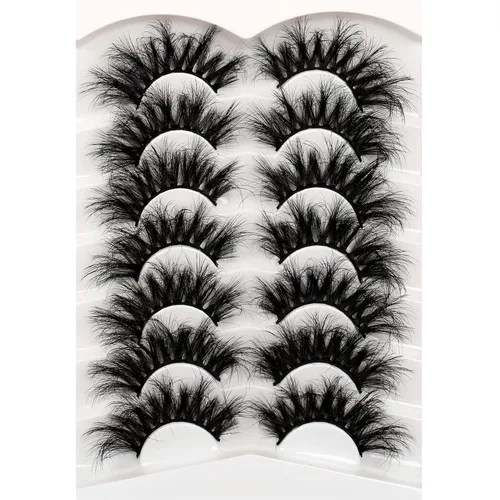 Miniatura 303 de Pooplunch - Pestañas postizas finas de visón sintético, estilo ojo de gato, naturales, cruzadas, tipo racimo, efecto 8D de volumen, tiras
