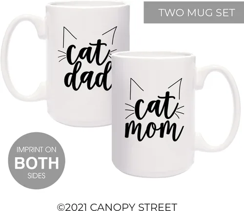 Miniatura 2 de Canopy Street Taza de cerámica blanca de 15 onzas con temática de gato para mamá, adorable diseño de orejas de bigote de gato, taza de café
