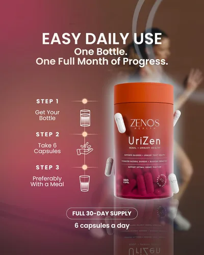 Miniatura 6 de Zenos Health UriZen Suplemento de apoyo renal, salud del tracto urinario para mujeres, disolvente de cálculos renales y rompepiedras, suplementos
