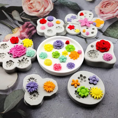 Miniatura 4 de 6 moldes de flores de silicona para chocolate, molde de margarita y fondant, molde de caramelo de rosa, molde de resina de arcilla de polímero