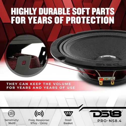 Miniatura 3 de DS18 PRO-NS6.4 - Altavoz poco profundo de 6.5 pulgadas de audio para automóvil, rango medio, 300 W máximo, 150 W RMS, 4 ohmios, imán de neodimio