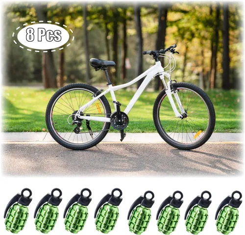 Miniatura 5 de 8 tapas de vástago de válvula de neumático, tapas de válvula de neumático de acero inoxidable para automóviles, camiones, SUV, motocicletas, Verde