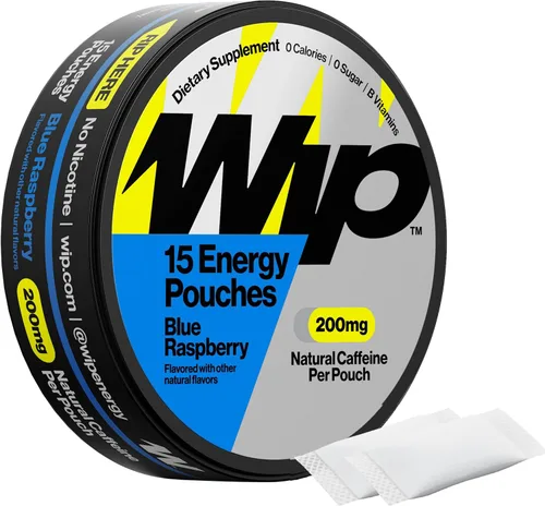 Miniatura 14 de Bolsas de energía Wip 200mg de cafeína natural Vitaminas y minerales Menta 15 bolsas por lata 3 latas