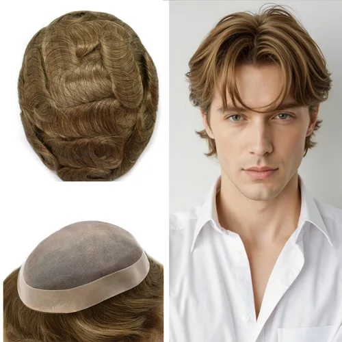 Miniatura 109 de Mens Toupee Hair Piece For Men Fine Mono Men Hair System Toupee For Men Hair Piece Real Human Hair System For Men Protesis Capilar Para Hombre 6x9