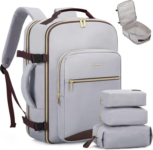 Miniatura 48 de LOVEVOOK Mochila de viaje de 40L aprobada para vuelo, 3 cubos de embalaje, bolsa de viaje impermeable para artículos personales, equipaje de mano