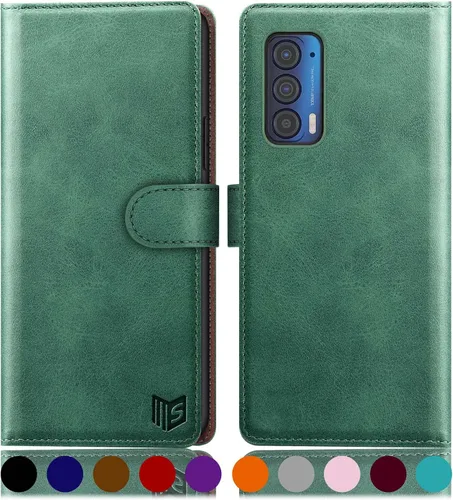 Miniatura 13 de SUANPOT Funda tipo cartera para Motorola Moto Edge 5G UW/Edge 2021 con bloqueo RFID, soporte para tarjetas de crédito, funda de piel sintética