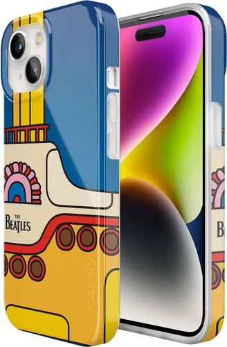 Miniatura 3 de Casely Funda para iPhone 15 Plus Yellow Submarine Beatles Compatible con MagSafe Diseño clásico ultra delgado Submarino Amarillo Beatles