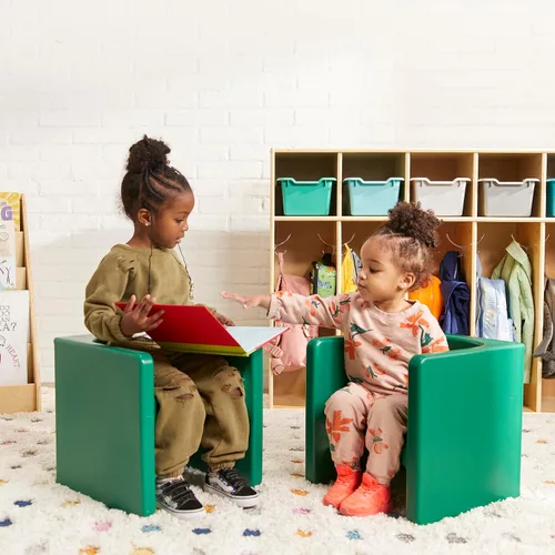 Miniatura 11 de ECR4Kids juego de mesa Tri-Me y sillas Cube, muebles multiusos, verde, 3 piezas