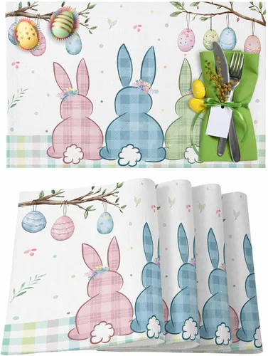 Miniatura 25 de Juego de 1 mantel individual gris de Navidad, manteles individuales de enanos de invierno y cardenales antideslizantes, manteles individuales