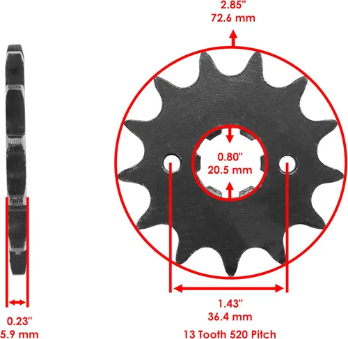 Miniatura 3 de Caltric Kit de Cadena de Transmisión y Piñones con O-Ring Rojo Compatible con Honda Fourtrax TRX250X TRX250R 1987-1992 / TRX300X TRX300EX 1993-2009