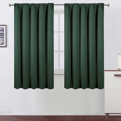 Miniatura 82 de LEMOMO Cortinas opacas negras para cocina, 42 x 45 pulgadas, juego de 2 paneles de cortinas opacas con bolsillo para cortinero para ventana pequeña