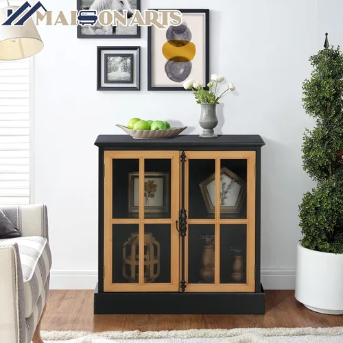 Miniatura 7 de MAISON ARTS Armario decorativo con 2 puertas, armario de almacenamiento decorativo de granja para entrada, sala de estar, aparador de cocina