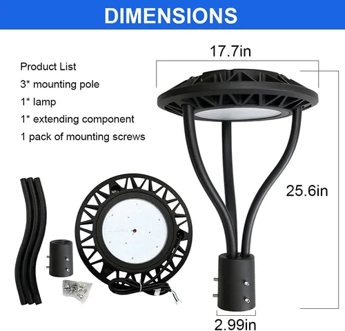 Miniatura 6 de OSTEK Luz LED superior de poste 20W/30W/40W/60W, 3CCT (3000K/4000K/5000K), luz de área comercial de 140LM/W, IP65 impermeable para exteriores