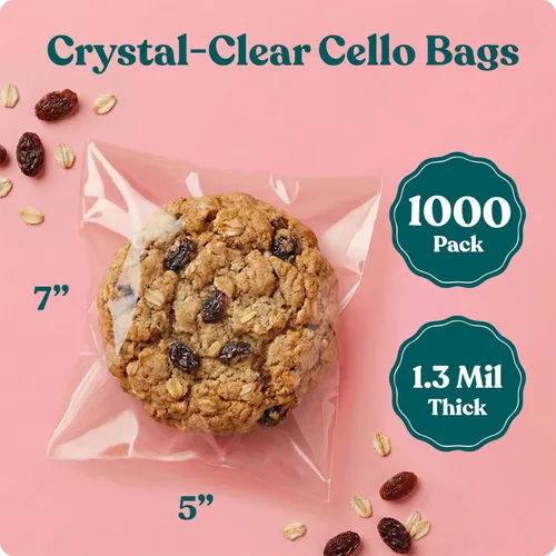 Miniatura 2 de Pack It Chic - Bolsas de celofán autoadhesivas transparentes de 5 x 7 pulgadas (paquete de 1000 unidades) - Bolsas de galletas con adhesivo