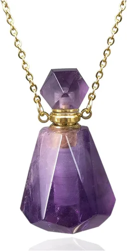 Miniatura 48 de Perfume Bottle Necklace Heart Shape, Amethyst Necklace Healing Crystal for Women, Essential Oil Diffuser Bottle Necklace Jewelry for Liquid