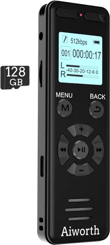 Grabadora de voz digital de 136 GB, grabadora activada por voz para conferencias y reuniones - Aiworth 9860 horas de grabadora de audio de sonido,