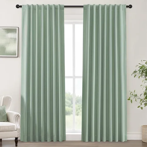 Miniatura 34 de UHITECH Cortinas opacas de 35 pulgadas de largo para sala de estar, 2 paneles, cortina opaca corta para cocina para ventanas pequeñas, cortinas