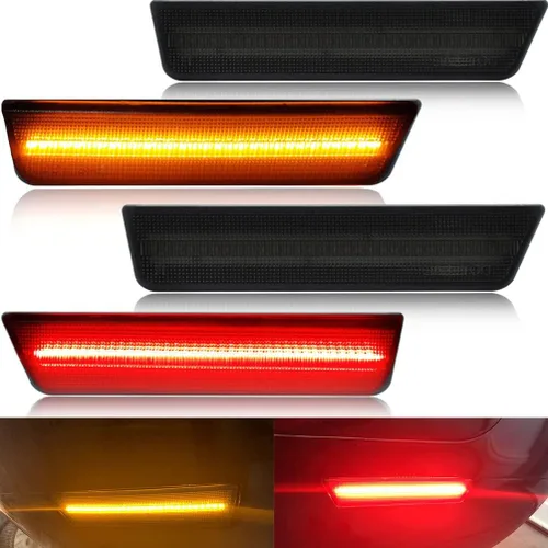 Miniatura 9 de Kits de luces laterales LED con lentes transparentes Challenger ámbar/rojas delanteras y traseras para Dodge Challenger 2008 2009 2010 2011 2012