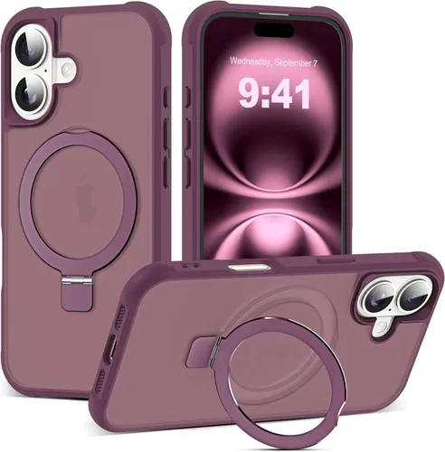Miniatura 97 de SKYLMW – Funda compatible con iPhone 12 Pro Max y iPhone 13 Pro Max con soporte magnético invisible tipo anillo, fundas translúcidas para teléfonos