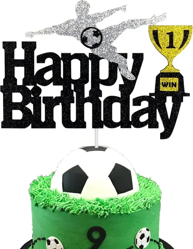 Decoración de pastel de cumpleaños de fútbol, temática de fútbol para niños y adultos, fiesta de cumpleaños