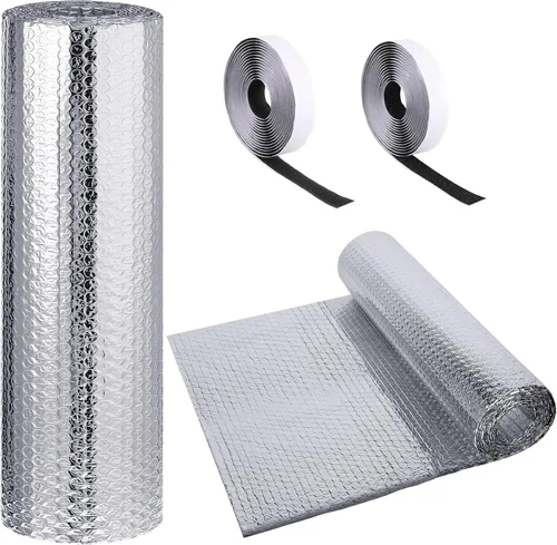 Miniatura 15 de Frienda Rollo de aislamiento reflectante para ventana de caravana de 47.2 pulgadas x 50 pies, doble papel de aluminio con burbujas de calor