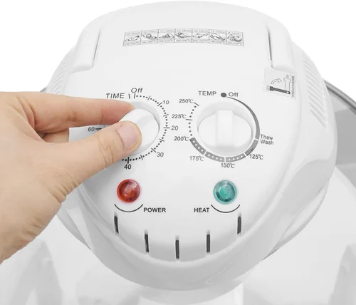 Miniatura 8 de Freidora de aire turbo de 17.96 cuartos de galón, freidora de aire de vidrio de 1400 W con anillo de expansión, horno halógeno visible de 360°